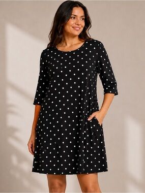 St. John’s Bay Black & White Polka Dot Swing Dress XL NWT